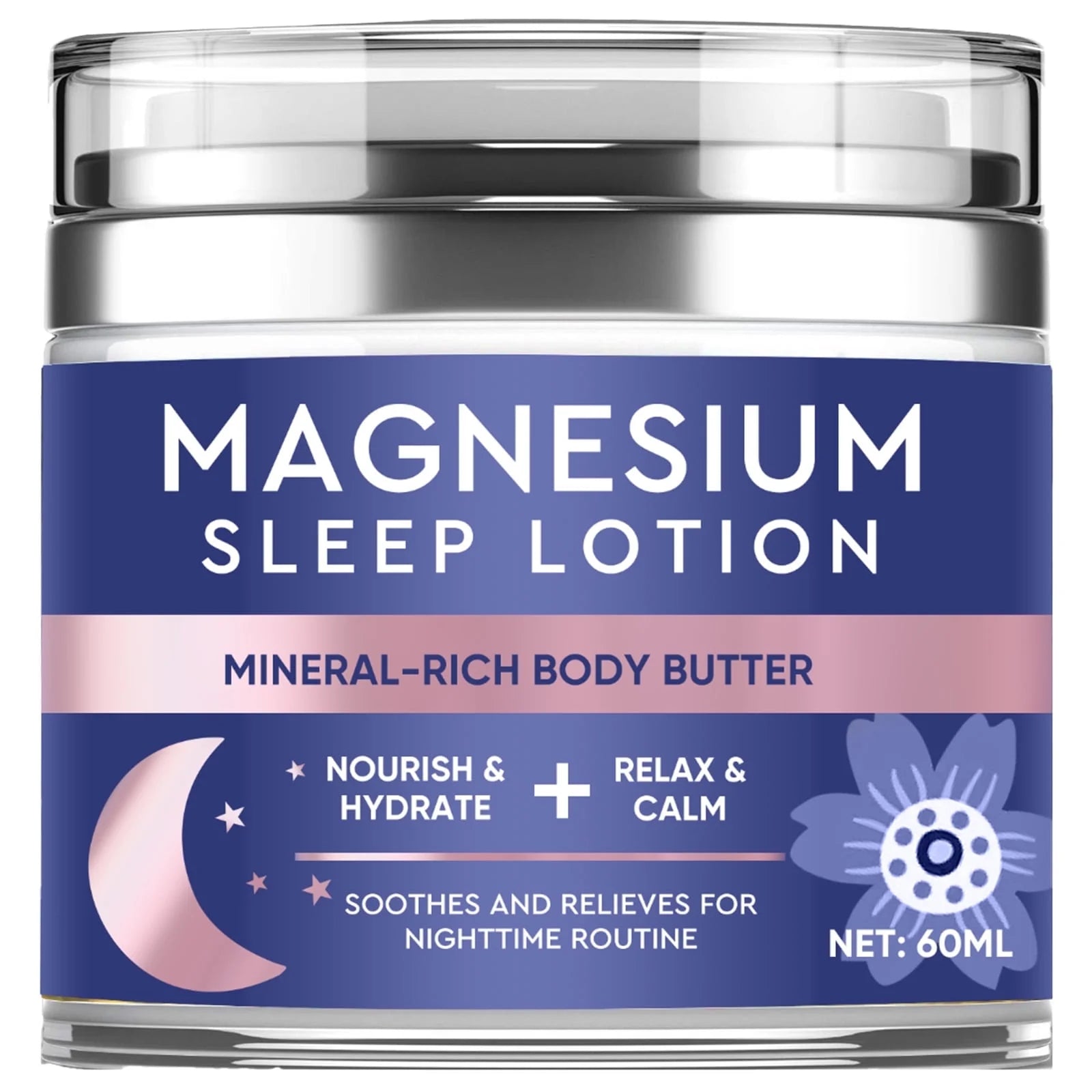 Magnesium Body Butter, Nighttime Magnesium Cream Body Lotion, Calming Magnesium Lotion for Sleep