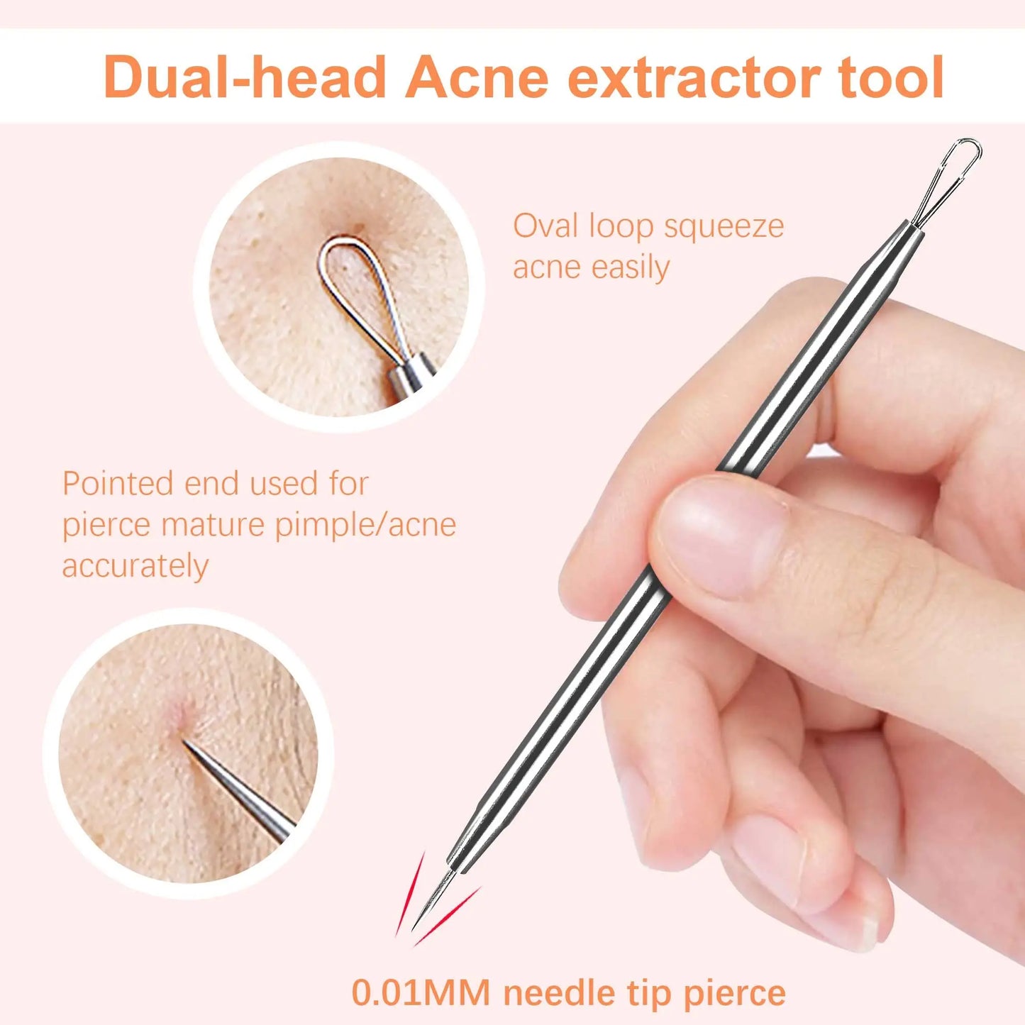 Blackhead Tweezers, Milia Remover, Pimple Popper Tool,Ingrown Hair Tweezers, Blackhead Extractor