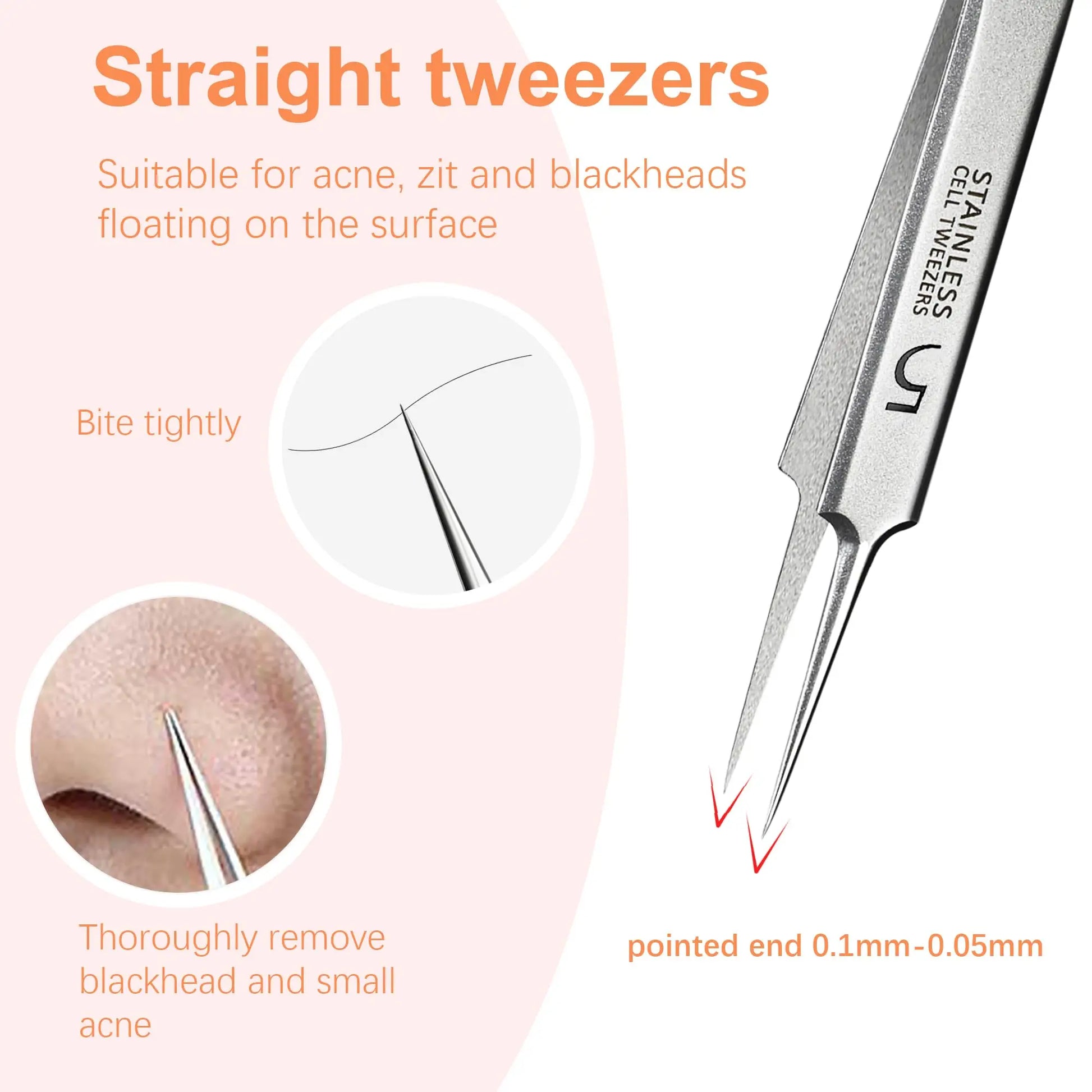 Blackhead Tweezers, Milia Remover, Pimple Popper Tool,Ingrown Hair Tweezers, Blackhead Extractor