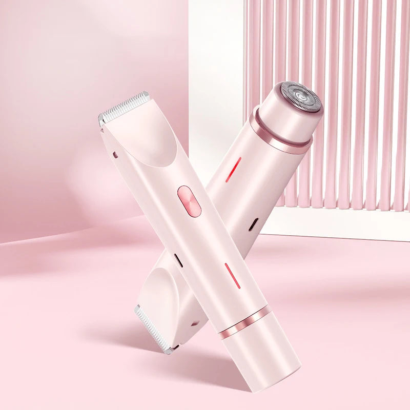 Electric Razors for Women 2In1 Bikini Trimmer Facial Mustache Shavers for Ladies Body Underarms Legs Portable Painless Epilator