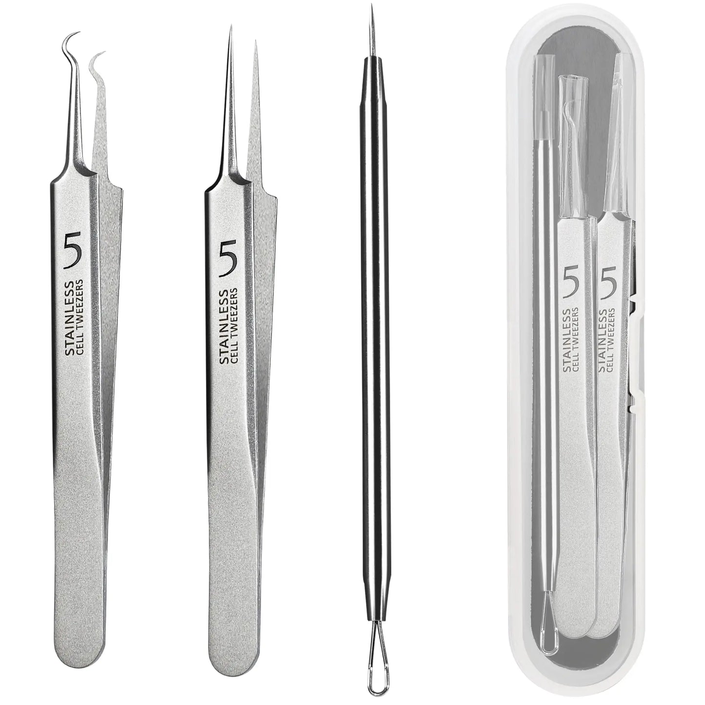 Blackhead Tweezers, Milia Remover, Pimple Popper Tool,Ingrown Hair Tweezers, Blackhead Extractor